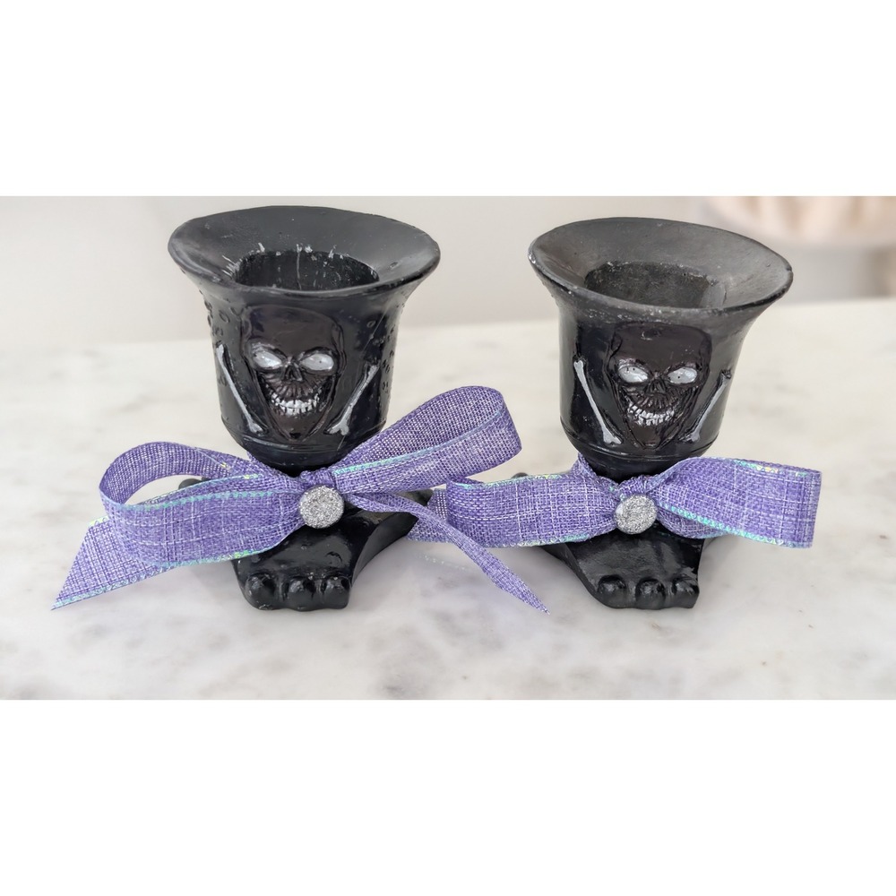Skeleton Taper Candle Holders, set